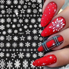 Snowflake Nail Art Stickers Decals 3D Self Adhesive Christmas Nails Stickers
