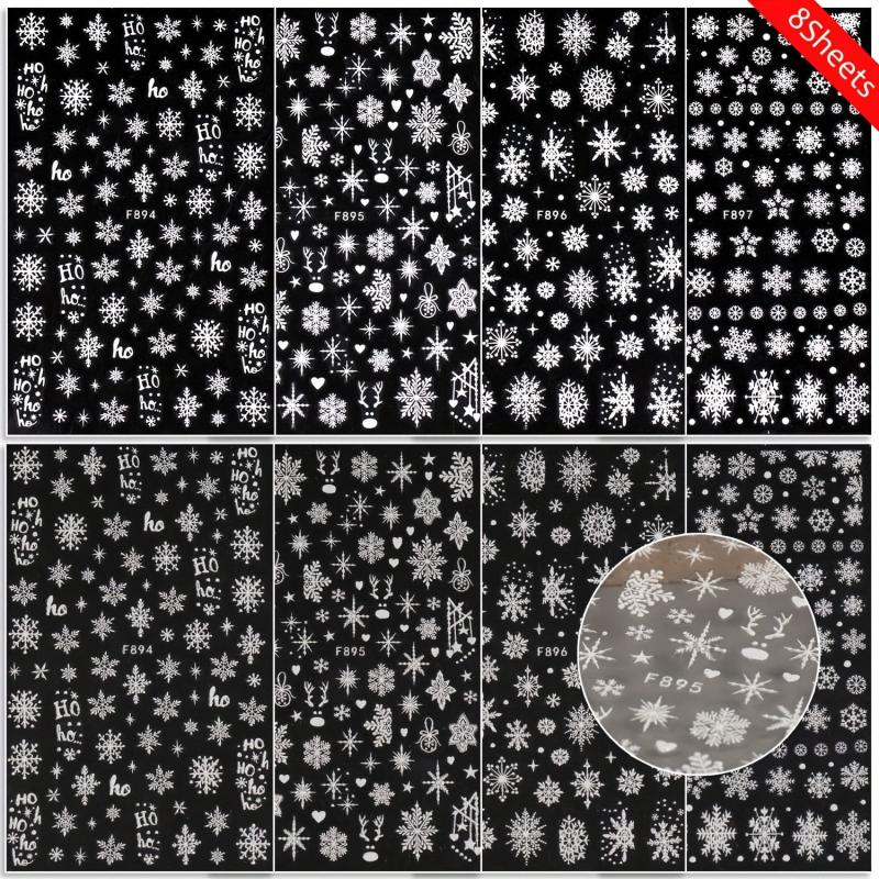 Snowflake Nail Art Stickers Decals 3D Self Adhesive Christmas Nails Stickers