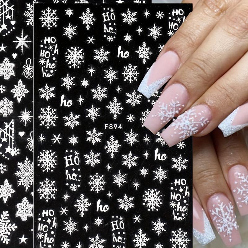 Snowflake Nail Art Stickers Decals 3D Self Adhesive Christmas Nails Stickers
