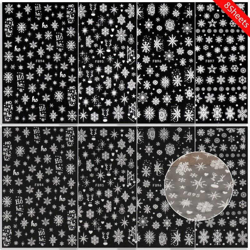 Snowflake Nail Art Stickers Decals 3D Self Adhesive Christmas Nails Stickers