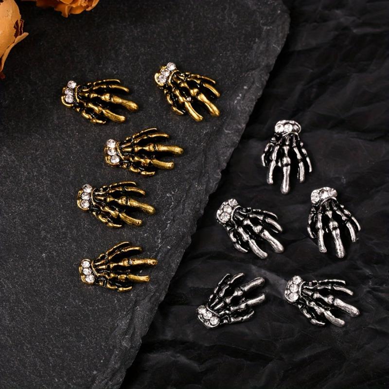 10pcs Halloween Nail Art Charms Skeleton Bone Nail Gem Accessories