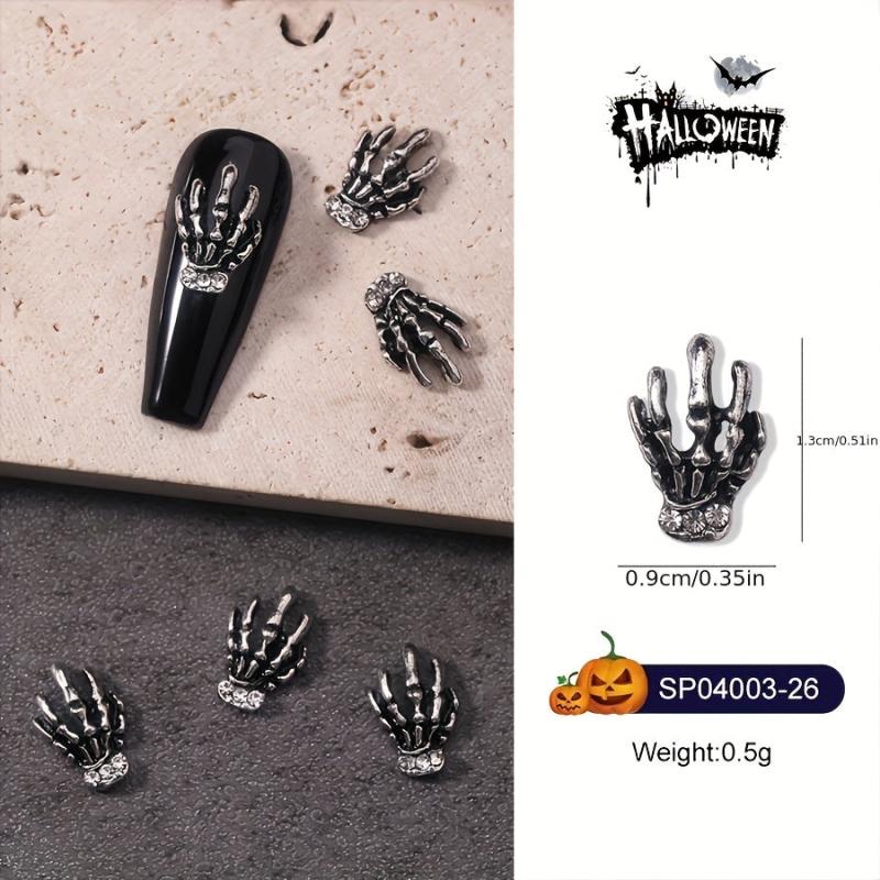 10pcs Halloween Nail Art Charms Skeleton Bone Nail Gem Accessories