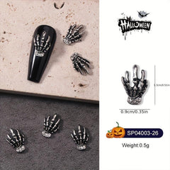 10pcs Halloween Nail Art Charms Skeleton Bone Nail Gem Accessories