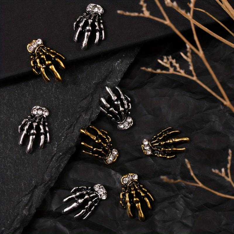10pcs Halloween Nail Art Charms Skeleton Bone Nail Gem Accessories