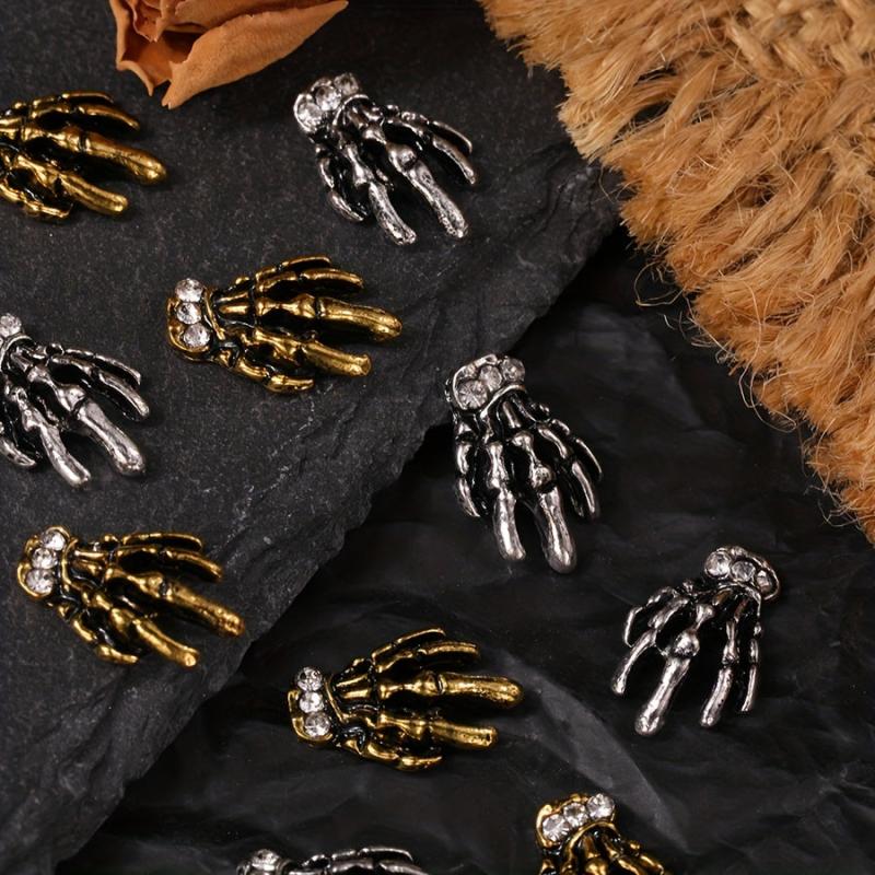10pcs Halloween Nail Art Charms Skeleton Bone Nail Gem Accessories