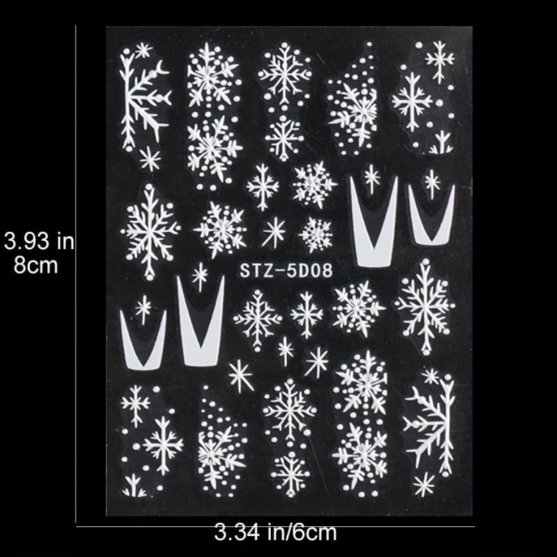 5D Embossed Christmas Nail Art Stickers Snowflake Heart Star Nail Art Decals
