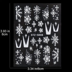 5D Embossed Christmas Nail Art Stickers Snowflake Heart Star Nail Art Decals