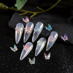 6 Aurora Butterfly Nail Charms Iridescent Rhinestones DIY Manicure