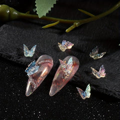 6 Aurora Butterfly Nail Charms Iridescent Rhinestones DIY Manicure