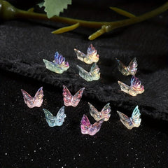 6 Aurora Butterfly Nail Charms Iridescent Rhinestones DIY Manicure