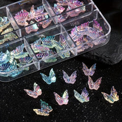6 Aurora Butterfly Nail Charms Iridescent Rhinestones DIY Manicure