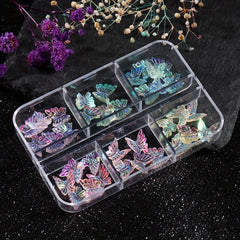 6 Aurora Butterfly Nail Charms Iridescent Rhinestones DIY Manicure