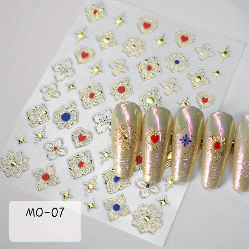 5D Golden Bohemian Nail Art Stickers DIY Nail Decals