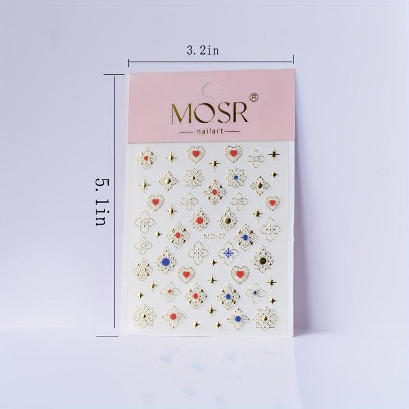 5D Golden Bohemian Nail Art Stickers DIY Nail Decals