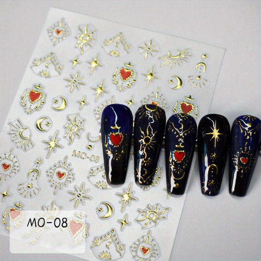 5D Golden Bohemian Nail Art Stickers DIY Nail Decals