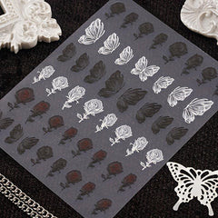 Butterfly Wings Nail Sticker DIY Manicure Rose Engraved Decorations