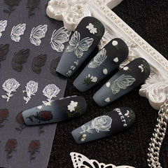Butterfly Wings Nail Sticker DIY Manicure Rose Engraved Decorations