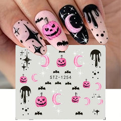 Halloween Nail Water Transfer Stickers Pumpkin Bat Ghost Spider Nail Art Decals