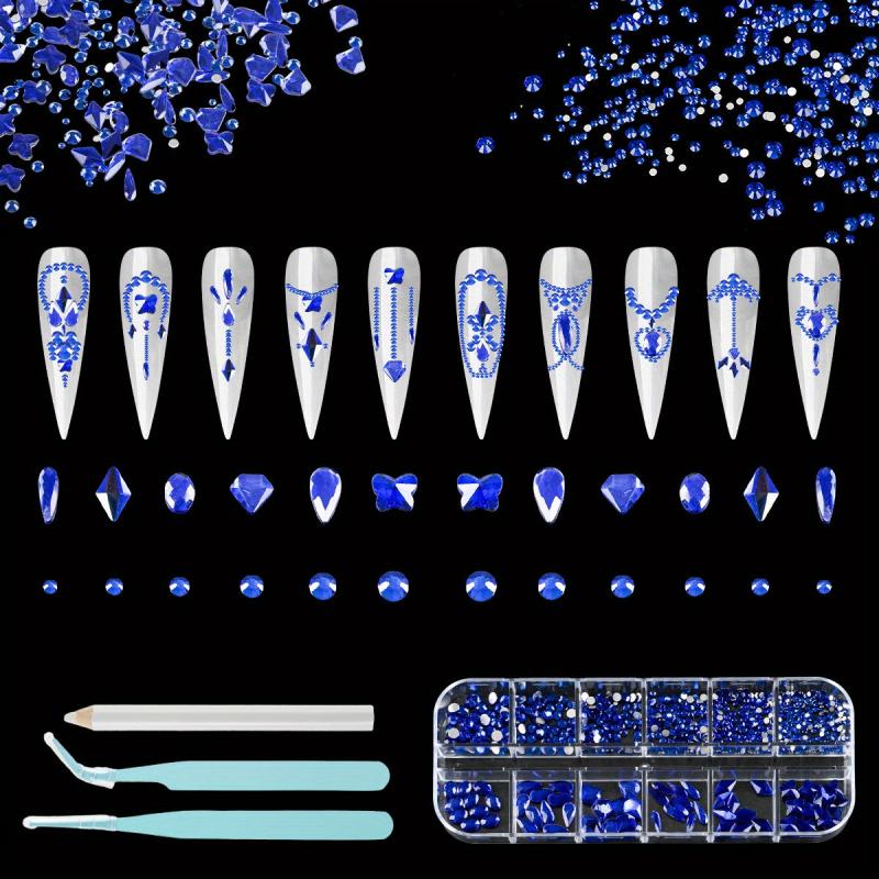 Nail Art Rhinestones Set with Tweezers and Drill Pens