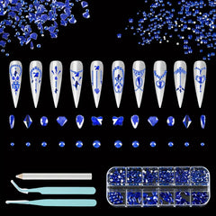 Nail Art Rhinestones Set with Tweezers and Drill Pens