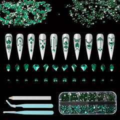 Nail Art Rhinestones Set with Tweezers and Drill Pens