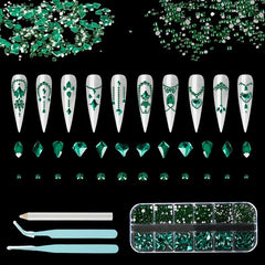 Nail Art Rhinestones Set with Tweezers and Drill Pens