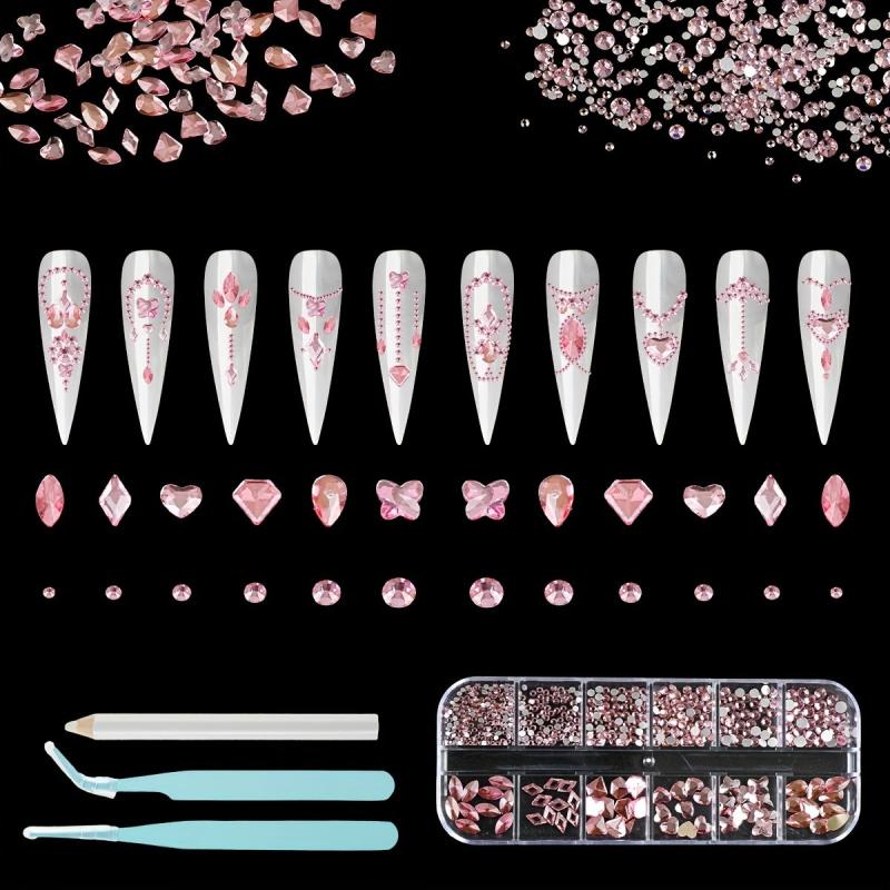 Nail Art Rhinestones Set with Tweezers and Drill Pens