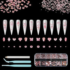 Nail Art Rhinestones Set with Tweezers and Drill Pens