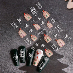 5D Embossed Christmas Nail Art Stickers Snowflake Bell Nail Decals
