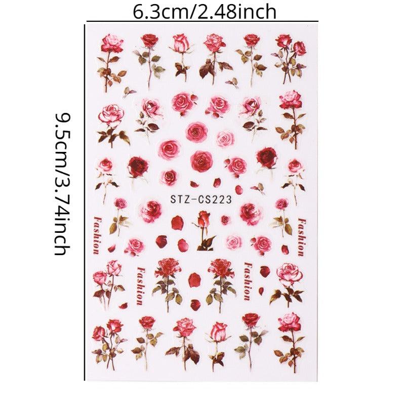 Self Adhesive Retro Rose Nail Art Stickers for DIY or Salons