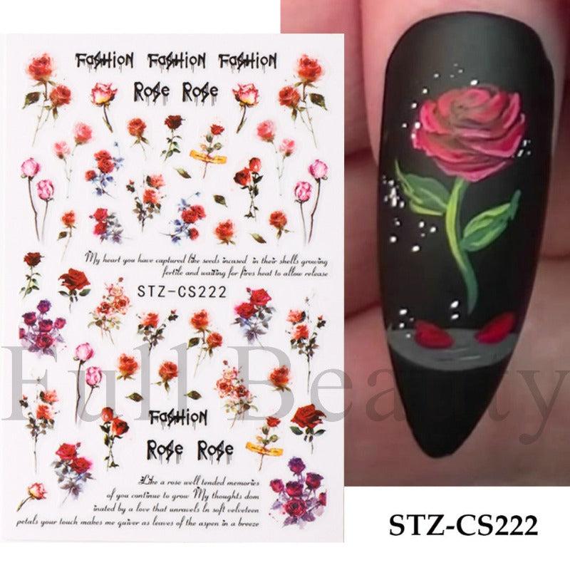 Self Adhesive Retro Rose Nail Art Stickers for DIY or Salons