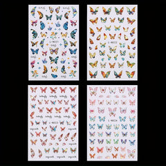 4Pcs 3D Laser Colorful Butterfly Nail Art Stickers