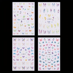 4Pcs 3D Laser Colorful Butterfly Nail Art Stickers