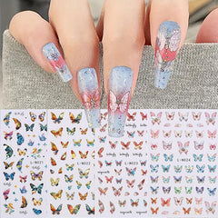 4Pcs 3D Laser Colorful Butterfly Nail Art Stickers