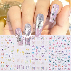 4Pcs 3D Laser Colorful Butterfly Nail Art Stickers