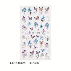 2 Halloween 5D Embossed Nail Art Stickers Skull and Butterfly Decals