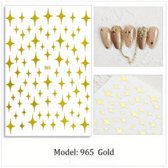 Metallic Stars Nail Art Stickers 3D Self Adhesive Decals for Acrylic Nails