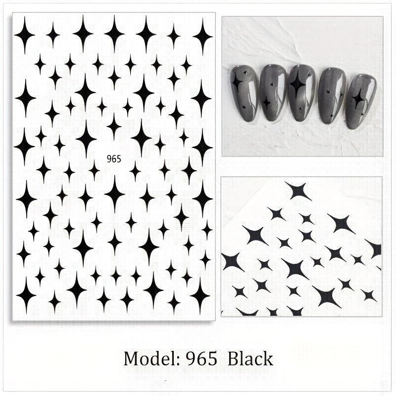 Metallic Stars Nail Art Stickers 3D Self Adhesive Decals for Acrylic Nails