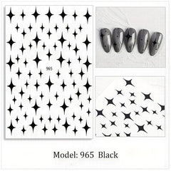 Metallic Stars Nail Art Stickers 3D Self Adhesive Decals for Acrylic Nails