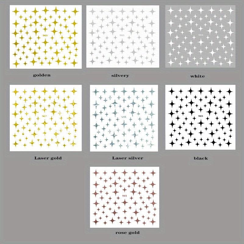 Metallic Stars Nail Art Stickers 3D Self Adhesive Decals for Acrylic Nails
