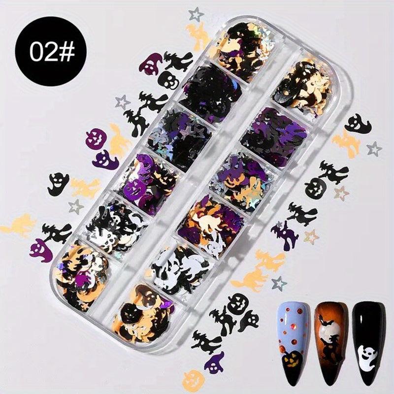 Halloween Nail Art Glitter Sequins 3D Holographic Confetti Manicure DIY