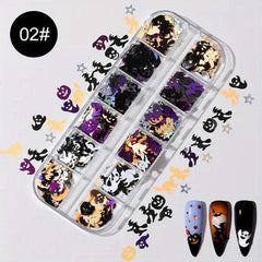 Halloween Nail Art Glitter Sequins 3D Holographic Confetti Manicure DIY