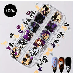 Halloween Nail Art Glitter Sequins 3D Holographic Confetti Manicure DIY