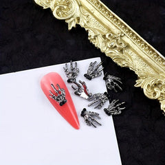 10pcs Halloween Skeleton Bone Nail Art Charms With Rhinestones