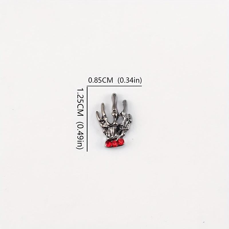 10pcs Halloween Skeleton Bone Nail Art Charms With Rhinestones