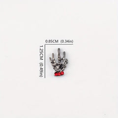 10pcs Halloween Skeleton Bone Nail Art Charms With Rhinestones