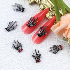 10pcs Halloween Skeleton Bone Nail Art Charms With Rhinestones