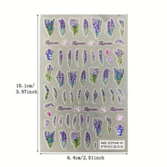 5D Embossed Flower Nail Art Stickers Decals Self Adhesive