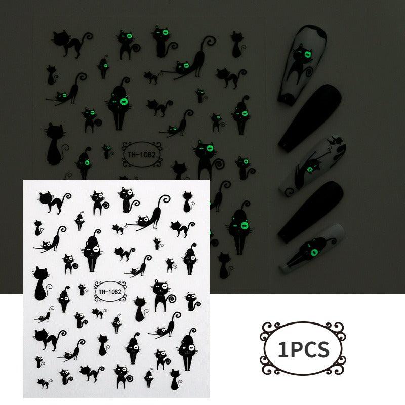 3D Luminous Halloween Nail Stickers Self Adhesive Nail Art Decals