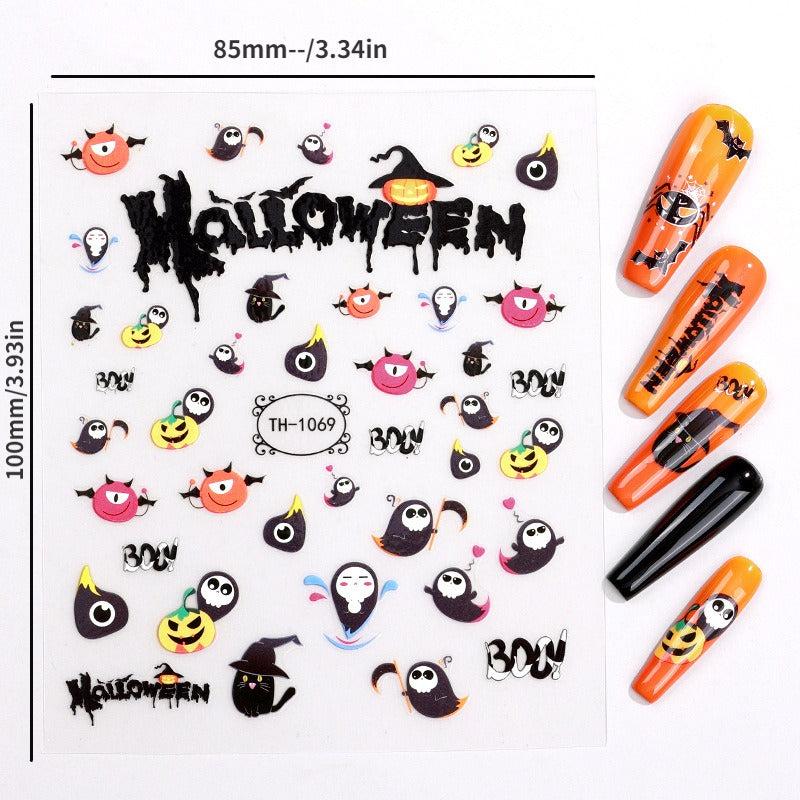3D Luminous Halloween Nail Stickers Self Adhesive Nail Art Decals